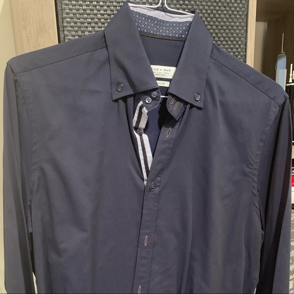 Zara Other - Zara Man Long Sleeve Dress Shirt in Dark Navy Blue